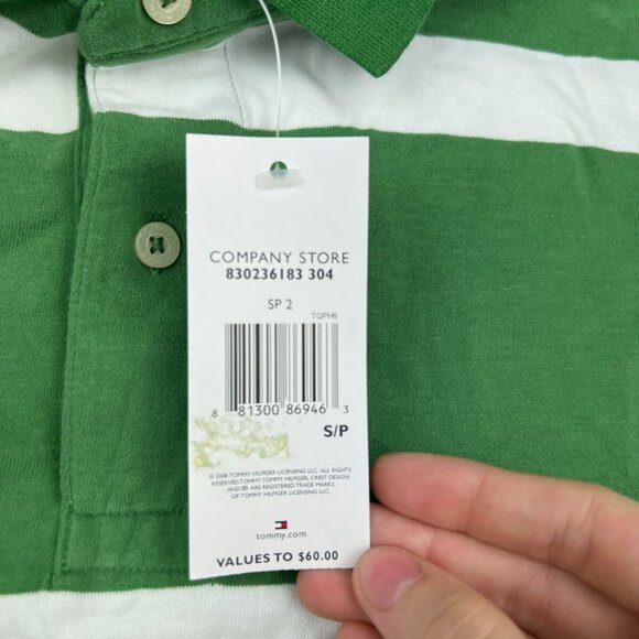 NWT Men's Tommy Hilfiger Short Sleeve Striped Classic Fit Polo Shirt Green - Picture 4 of 7